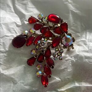Elegant Red Crystal Brooch